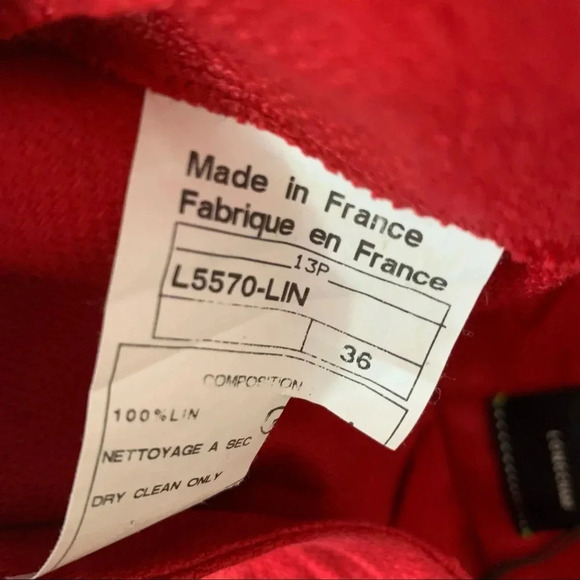 LONGCHAMP Linen High Rise Cropped Pants Red Size 36 NWT - Picture 11 of 14